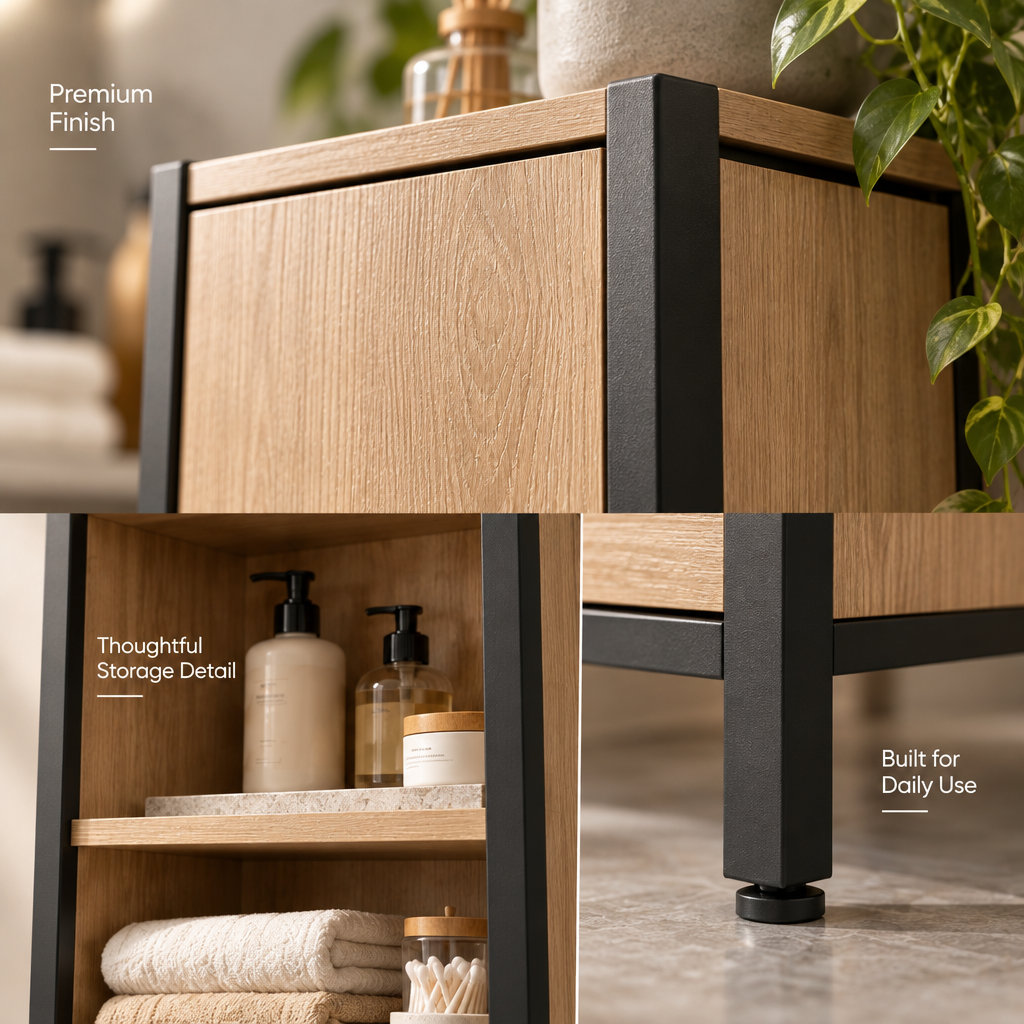 Orvellasy™ Tall Bathroom Storage Cabinet - detail view