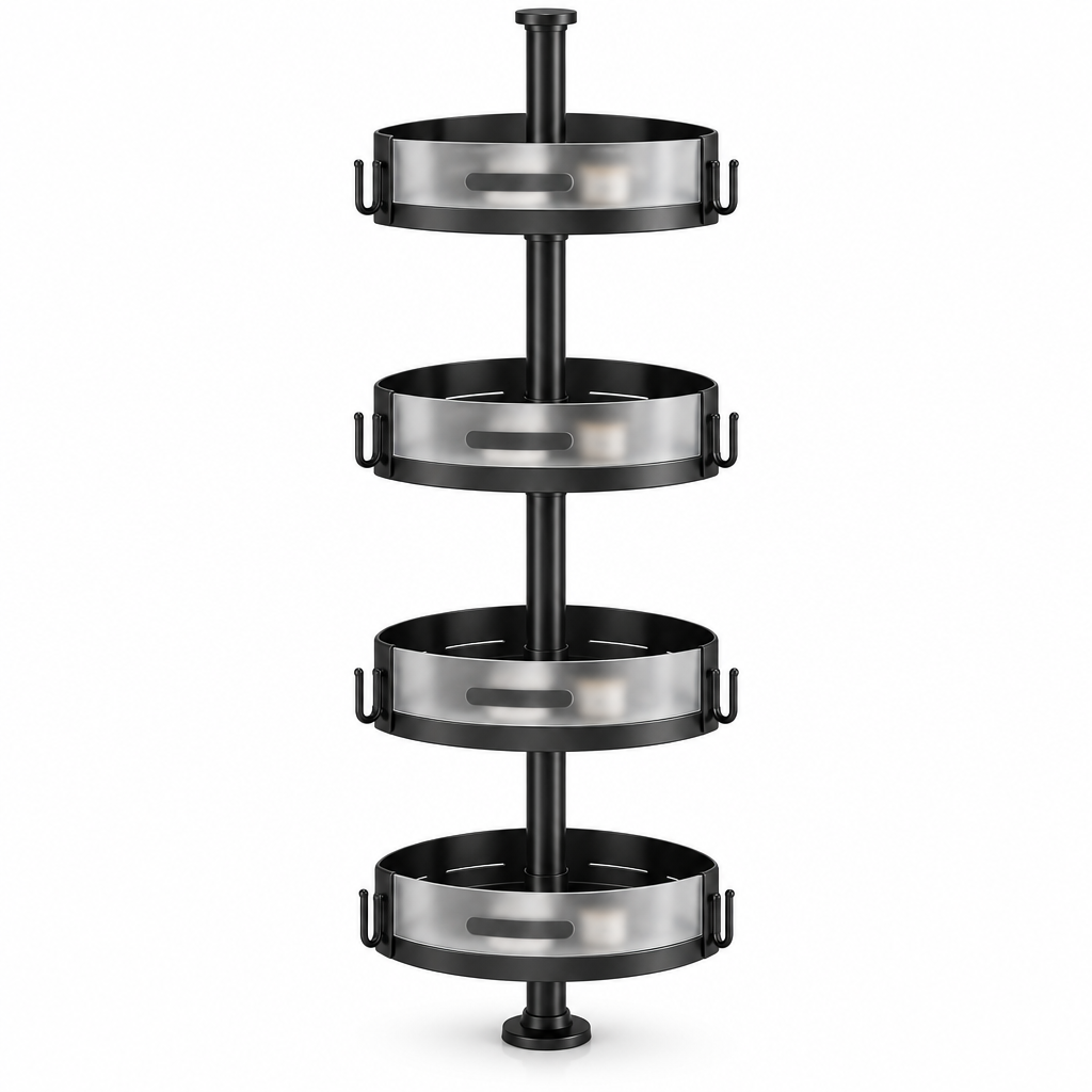 Orvellasy™ 4-Tier Tension-Pole Shower Caddy \ - white background