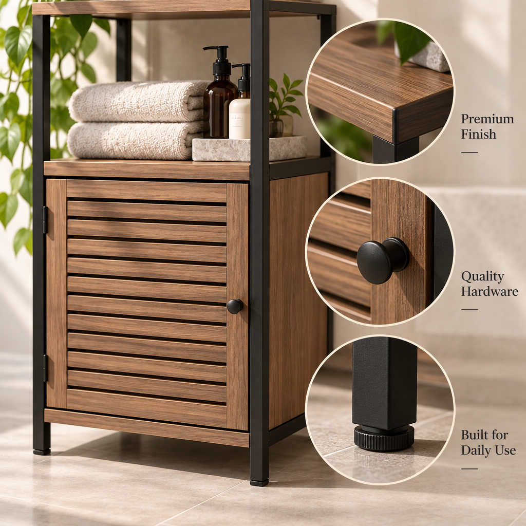 Orvellasy™ Bathroom Floor Storage Cabinet \ - detail view