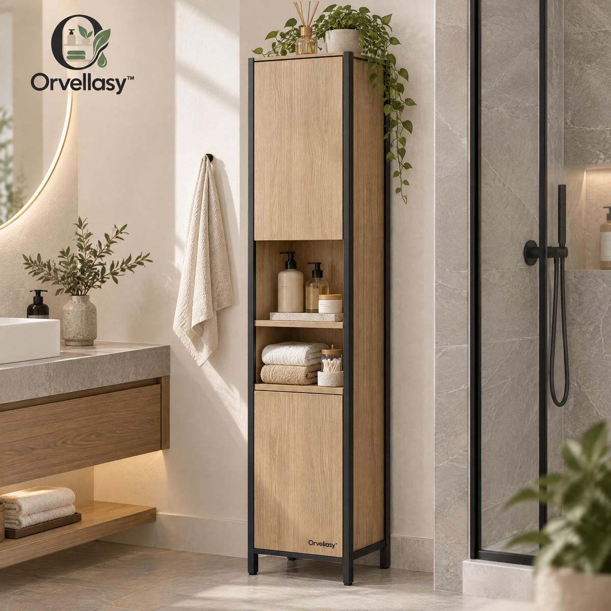 Orvellasy™ Tall Bathroom Storage Cabinet - hero image