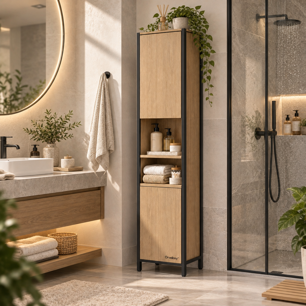 Orvellasy™ Tall Bathroom Storage Cabinet - bathroom scene