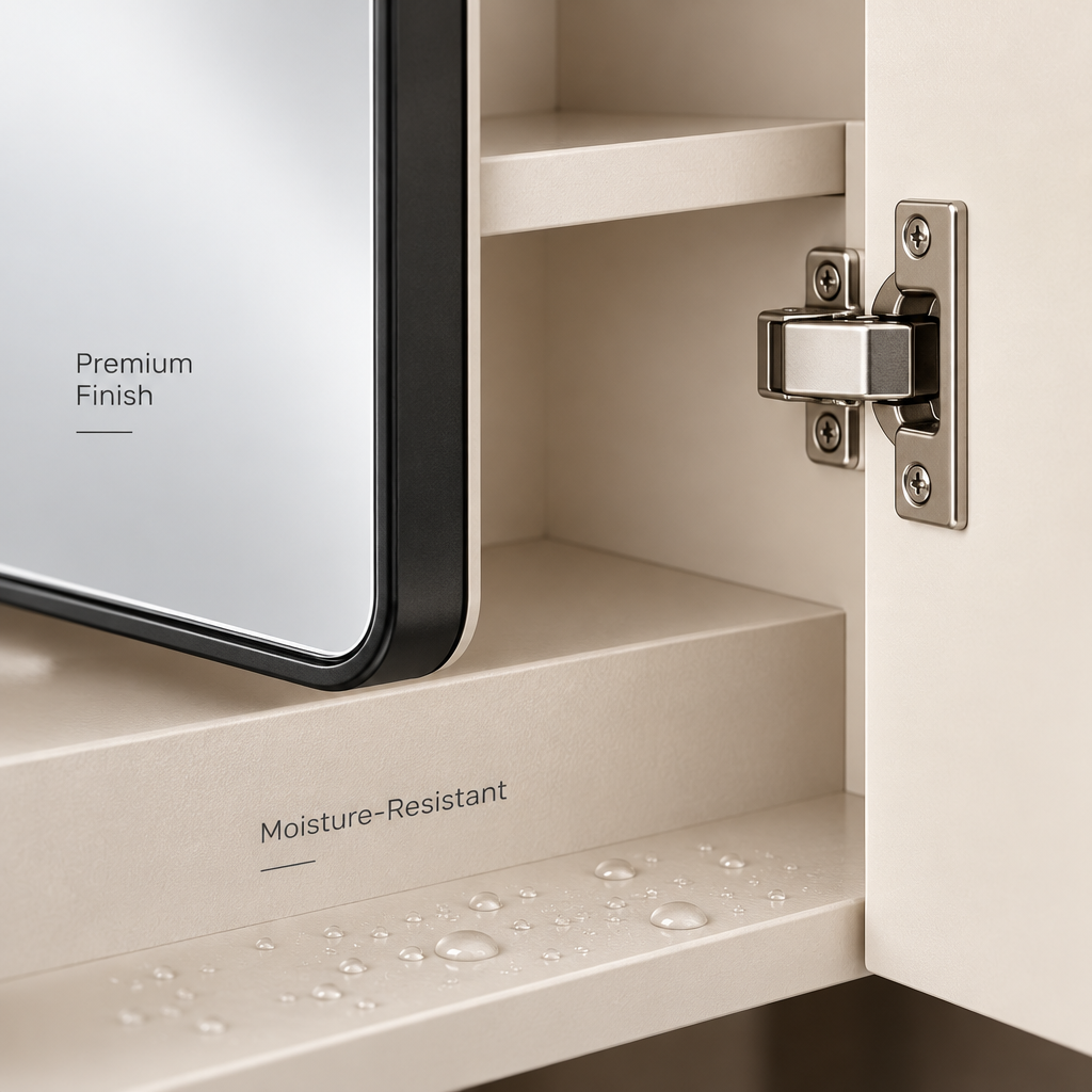Orvellasy™ Wall-Mounted Bathroom Mirror Cabinet - detail view