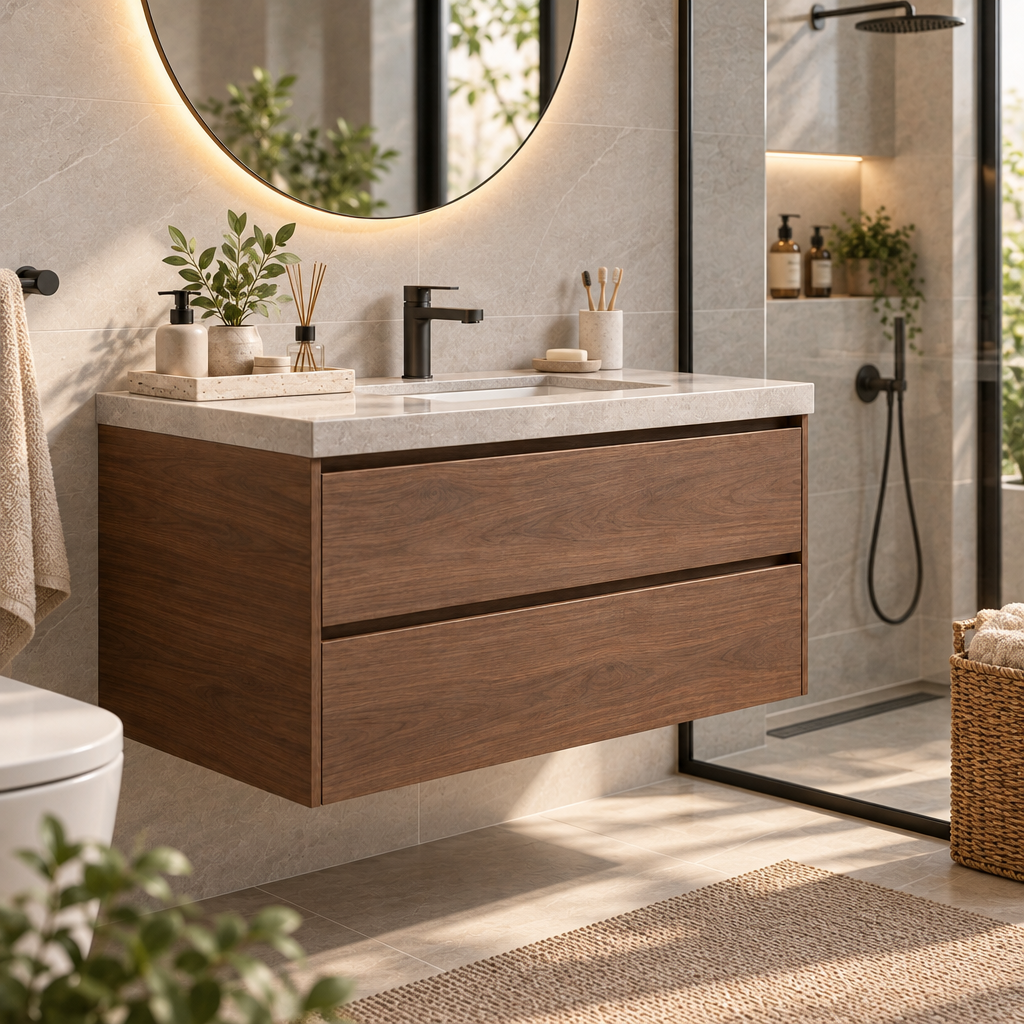 Orvellasy™ Wall-Mounted Bathroom Vanity Cabinet - bathroom scene