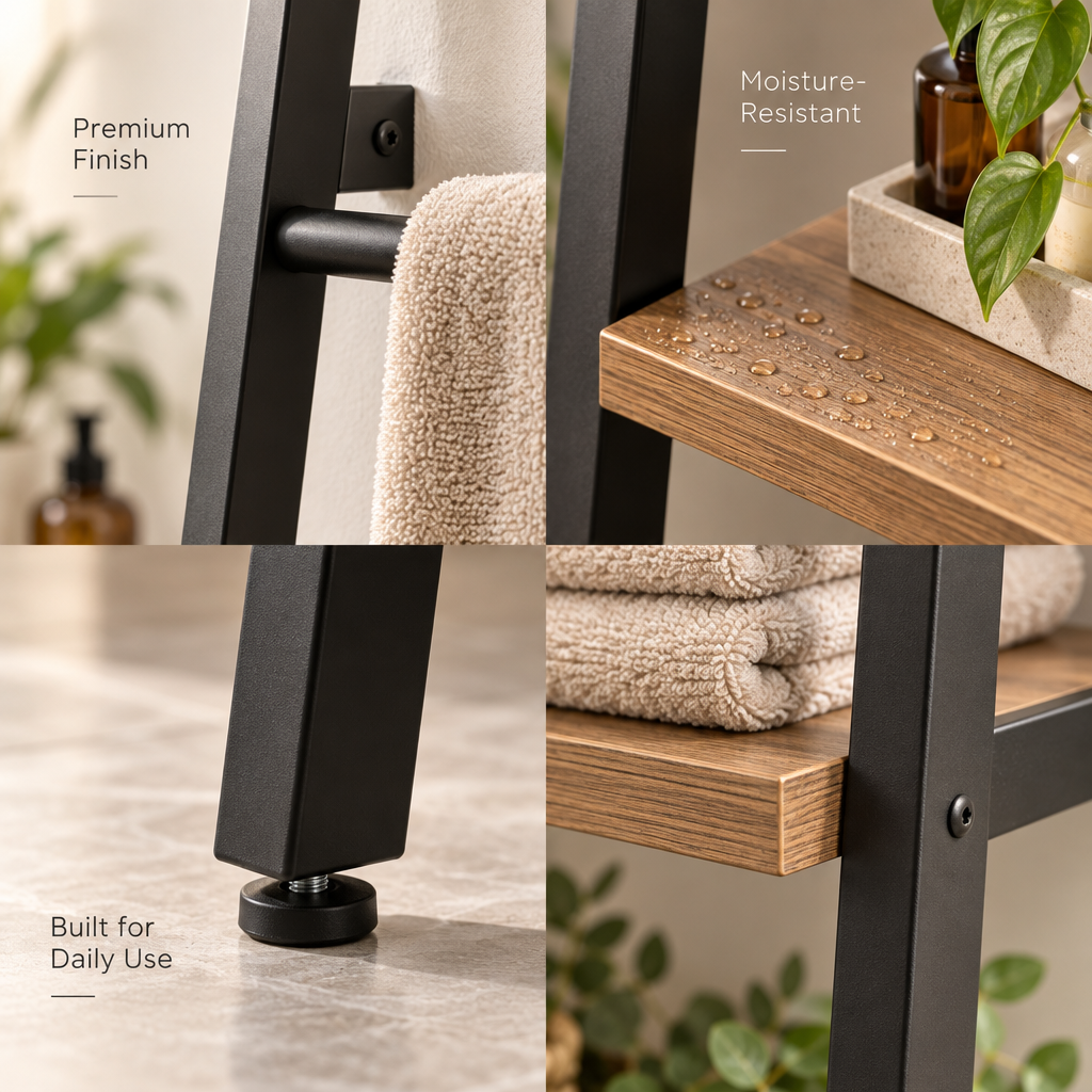 Orvellasy™ Ladder-Style Bathroom Storage Rack \ - detail view