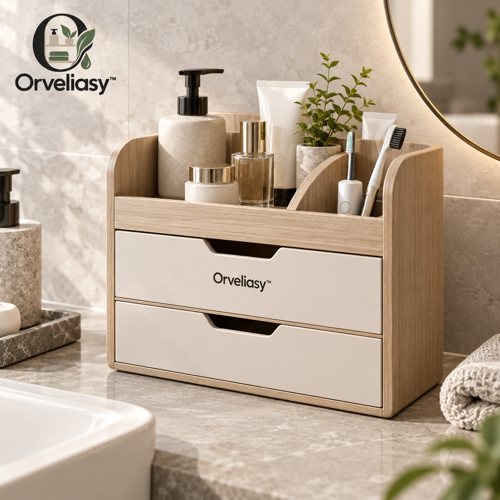 Orvellasy™ Wooden Bathroom Countertop Organizer \ - hero image