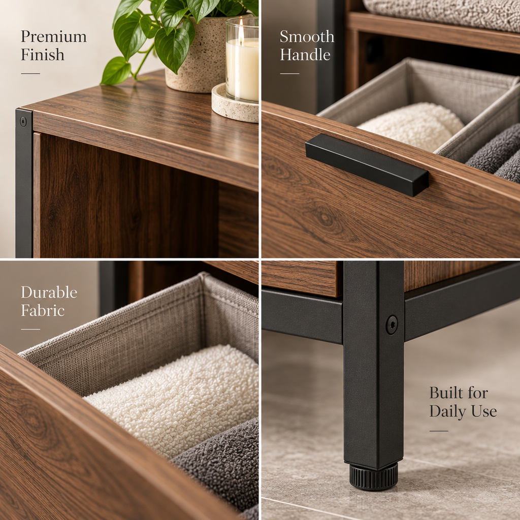 Orvellasy™ Bathroom Laundry Hamper Cabinet \ - detail view