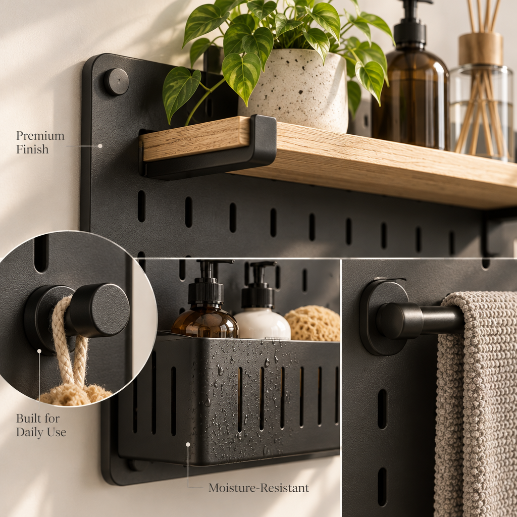 Orvellasy™ Wall-Mounted Bathroom Organizer \ - detail view