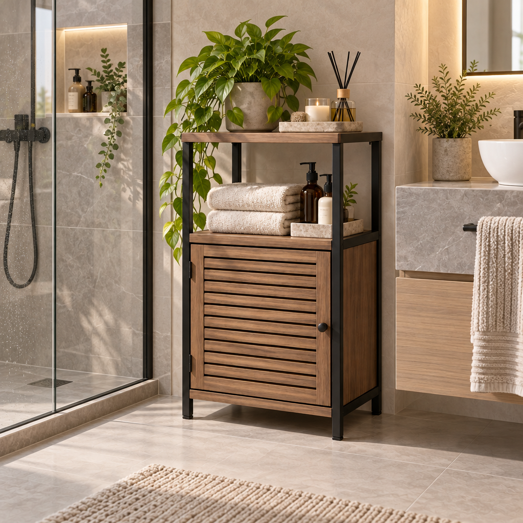Orvellasy™ Bathroom Floor Storage Cabinet \ - bathroom scene