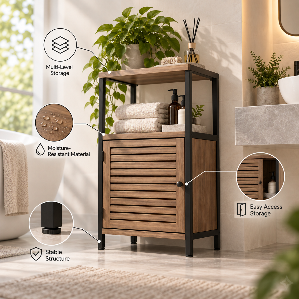 Orvellasy™ Bathroom Floor Storage Cabinet \ - key features