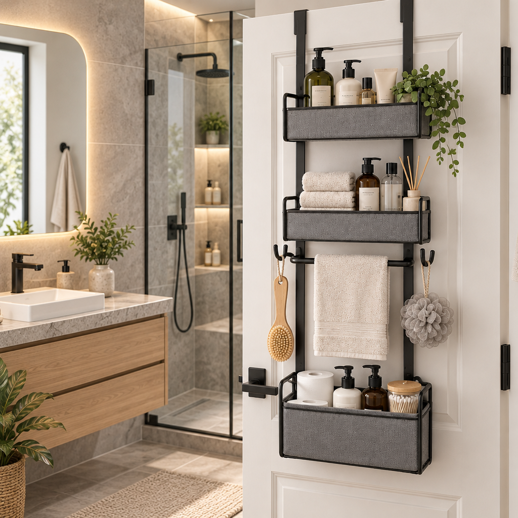 Orvellasy™ Over-the-Door Bathroom Organizer \ - bathroom scene