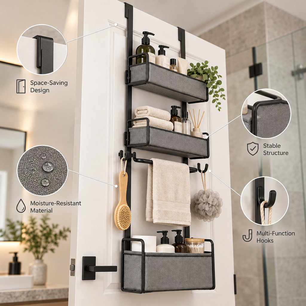 Orvellasy™ Over-the-Door Bathroom Organizer \ - key features