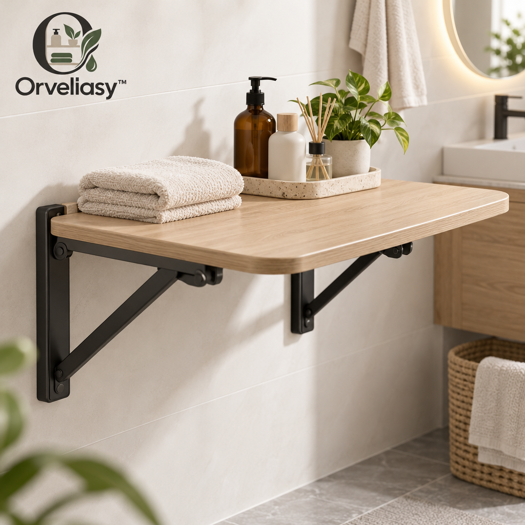 Orvellasy™ Wall-Mounted Folding Bathroom Shelf \ - hero image